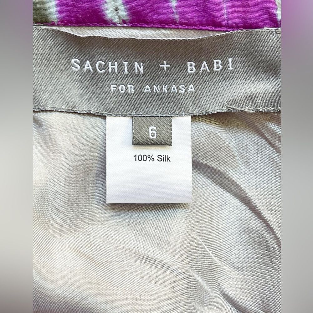 Sachin & Babi x Anthropologie tie dye silk mini Skirt purple and gray 6 - Picture 5 of 7